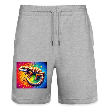 Gecko - Short de jogging bio TRAINER Stanley/Stella unisexe - gris chiné - Devant - Nik (191cm) & Marisol (170cm)