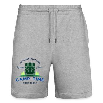 Camp tıme - Stanley/Stella Unisex Bio Joggingshorts Trainer  - Grau meliert - Vorne - Nik (191cm) & Marisol (170cm)