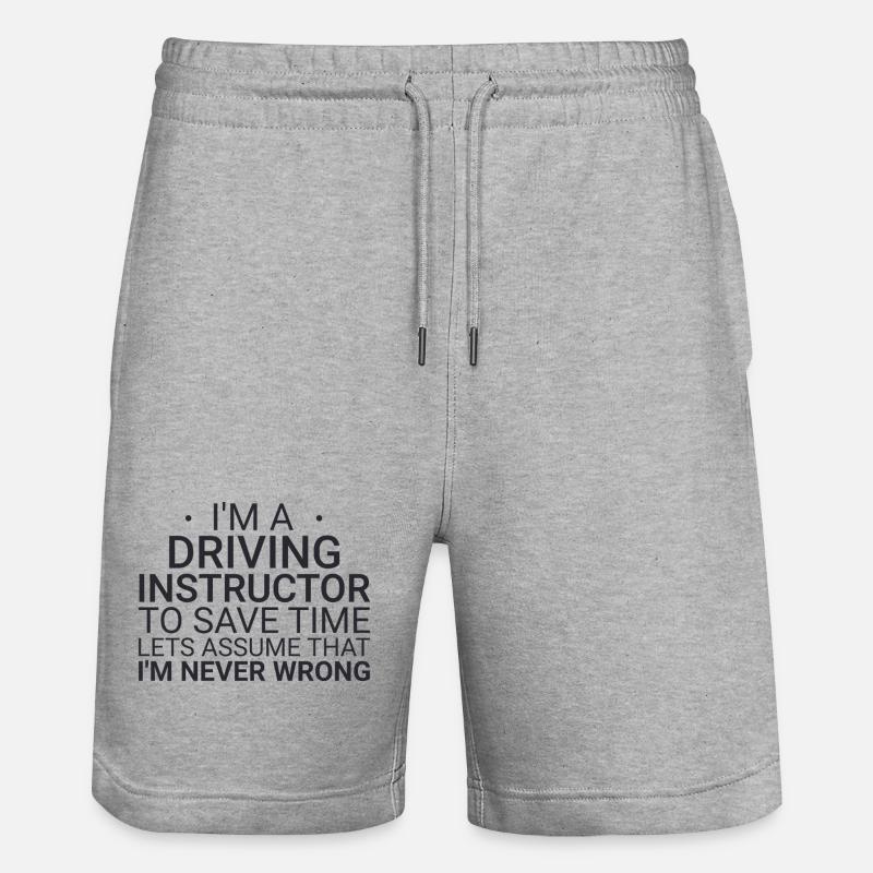 Fahrlehrer Never Wrong Drive Tutor - Stanley/Stella Unisex Bio Joggingshorts Trainer  - Grau meliert