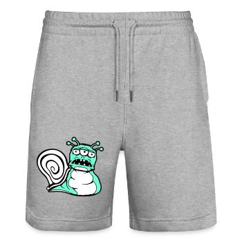 escargot extraterrestre monstre Halloween extraterrestre - Short de jogging bio TRAINER Stanley/Stella unisexe - gris chiné - Devant - Nik (191cm) & Marisol (170cm)