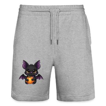 Dragon citrouille vampire mignon - Short de jogging bio TRAINER Stanley/Stella unisexe - gris chiné - Devant - Nik (191cm) & Marisol (170cm)