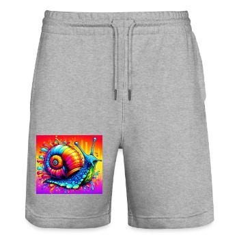 Schnecke - Stanley/Stella Unisex Bio Joggingshorts Trainer  - Grau meliert - Vorne - Nik (191cm) & Marisol (170cm)
