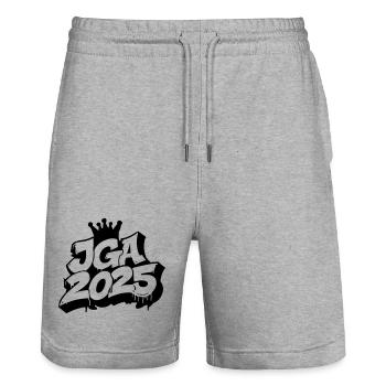 Jga 2025 Enterrement de vie de garçon Graffiti - Short de jogging bio TRAINER Stanley/Stella unisexe - gris chiné - Devant - Nik (191cm) & Marisol (170cm)