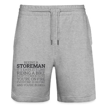 Storeman Riding A Bike - Stanley/Stella Unisex Bio Joggingshorts Trainer  - Grau meliert - Vorne - Nik (191cm) & Marisol (170cm)