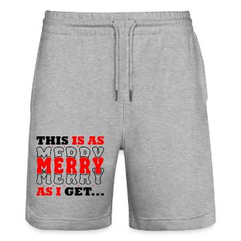 This Is As Merry As I - Stanley/Stella Trainer Unisex Organic Jogging Shorts - heather grey - Front - Nik (191cm) & Marisol (170cm)