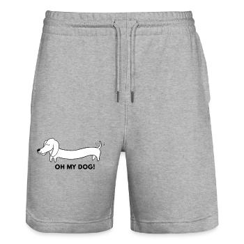 Langer Dackel Cartoon - Stanley/Stella Unisex Bio Joggingshorts Trainer  - Grau meliert - Vorne - Nik (191cm) & Marisol (170cm)