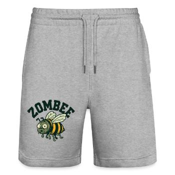 Zombi - Short de jogging bio TRAINER Stanley/Stella unisexe - gris chiné - Devant - Nik (191cm) & Marisol (170cm)