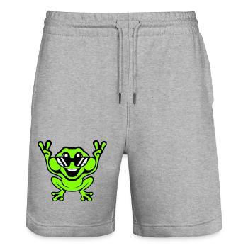 Frosch Kröte cool Sonnenbrille Victory Peace Hände - Stanley/Stella Unisex Bio Joggingshorts Trainer  - Grau meliert - Vorne - Nik (191cm) & Marisol (170cm)