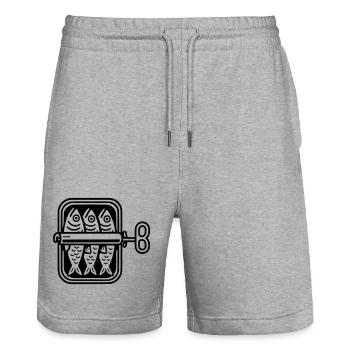 Sardines can - Stanley/Stella Trainer Unisex Organic Jogging Shorts - heather grey - Front - Nik (191cm) & Marisol (170cm)