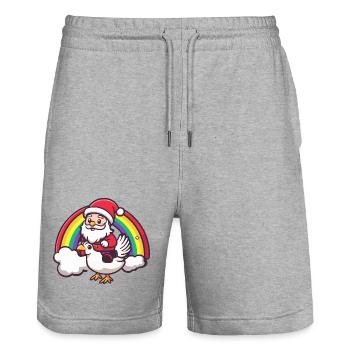 Chicken Santa Claus Christmas - Stanley/Stella Trainer Unisex Organic Jogging Shorts - heather grey - Front - Nik (191cm) & Marisol (170cm)