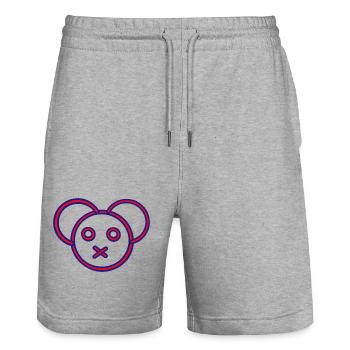 Neon Bärenkopf X-Mund - Stanley/Stella Unisex Bio Joggingshorts Trainer  - Grau meliert - Vorne - Nik (191cm) & Marisol (170cm)