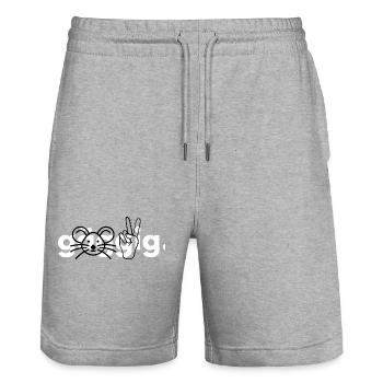Gäggig - Design von Vany schreibt - Stanley/Stella Unisex Bio Joggingshorts Trainer  - Grau meliert - Vorne - Nik (191cm) & Marisol (170cm)
