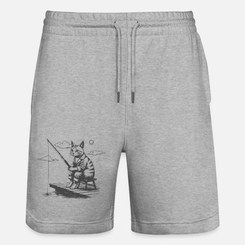 Chat pêcheur nocturne - Short de jogging bio TRAINER Stanley/Stella unisexe - gris chiné