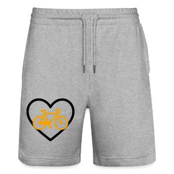 Cycling Heart Bicycle Sport Passion - Stanley/Stella Trainer Unisex Organic Jogging Shorts - heather grey - Front - Nik (191cm) & Marisol (170cm)