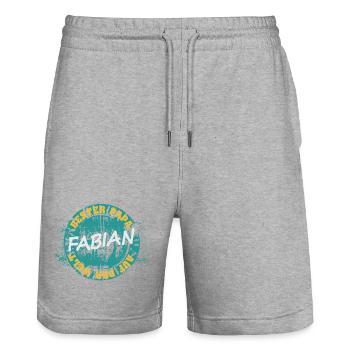 Gift for Fabian - Stanley/Stella Trainer Unisex Organic Jogging Shorts - heather grey - Front - Nik (191cm) & Marisol (170cm)