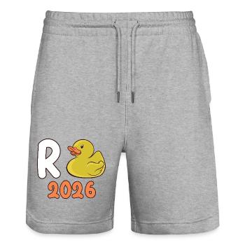 Rente 2026 Ente Rentner 2026 Ruhestand Pension - Stanley/Stella Unisex Bio Joggingshorts Trainer  - Grau meliert - Vorne - Nik (191cm) & Marisol (170cm)