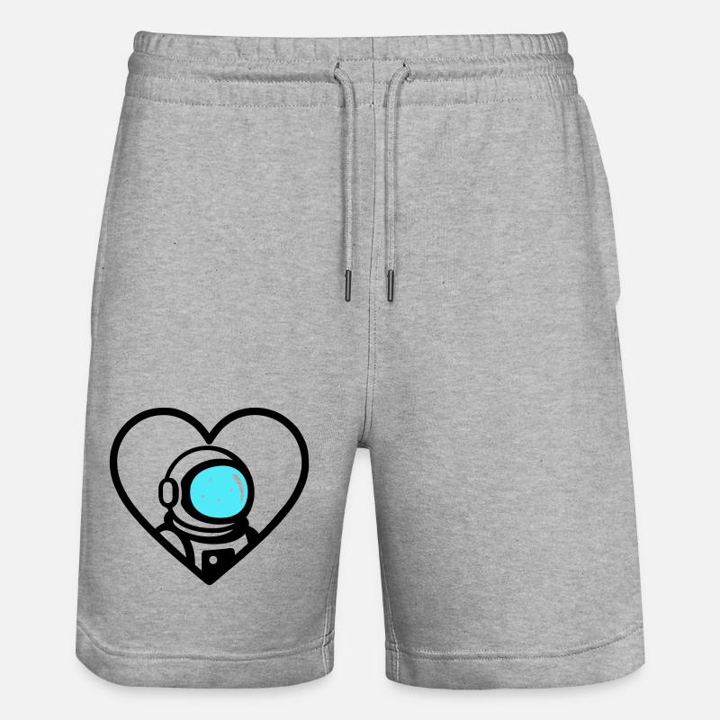 Astronaut Heart Space Cosmo Helm - Stanley/Stella Unisex Bio Joggingshorts Trainer  - Grau meliert
