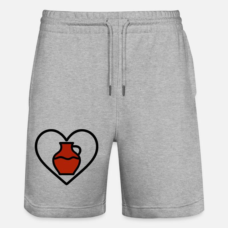 Ceramic Heart Vase Clay Creative Art - Stanley/Stella Trainer Unisex Organic Jogging Shorts - heather grey