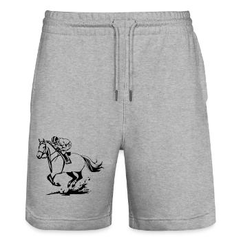 Chevaux T-shirt Cadeau Cavalier - Short de jogging bio TRAINER Stanley/Stella unisexe - gris chiné - Devant - Nik (191cm) & Marisol (170cm)