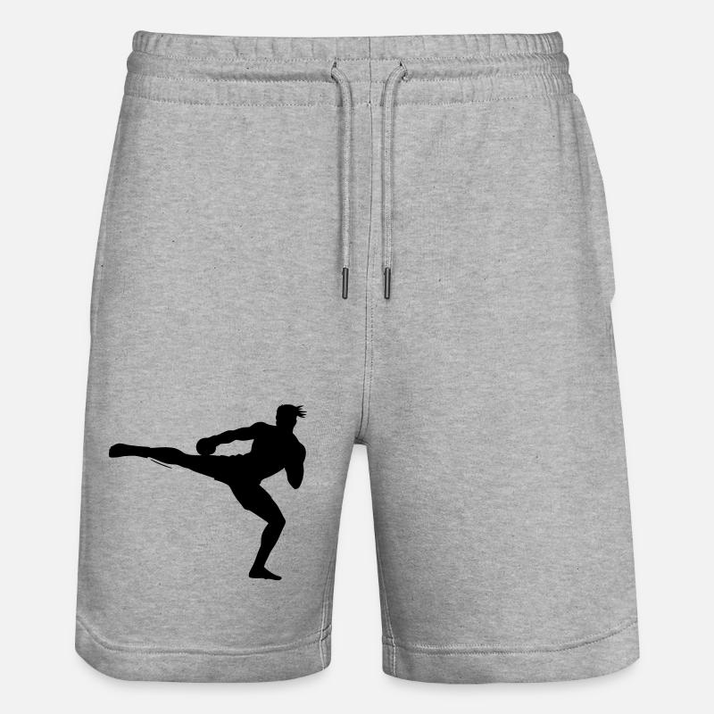 Silhouette du kickboxeur - Short de jogging bio TRAINER Stanley/Stella unisexe - gris chiné
