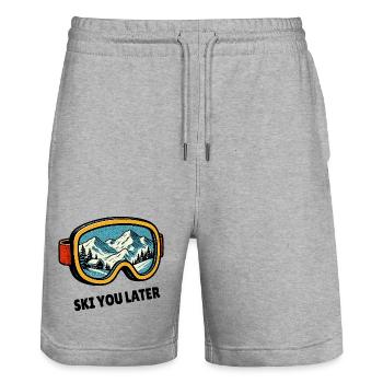 Ski You Later – Skibrillen Design für Skifahrer - Stanley/Stella Unisex Bio Joggingshorts Trainer  - Grau meliert - Vorne - Nik (191cm) & Marisol (170cm)