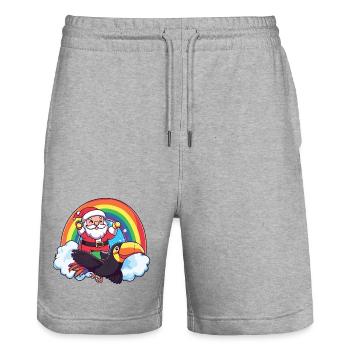 Tukan Vogel Weihnachtsmann Weihnachten - Stanley/Stella Unisex Bio Joggingshorts Trainer  - Grau meliert - Vorne - Nik (191cm) & Marisol (170cm)