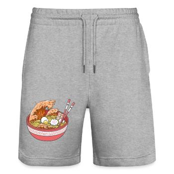 Cadeau artistique japonais de soupe de nouilles Ramen Ocean Wave - Short de jogging bio TRAINER Stanley/Stella unisexe - gris chiné - Devant - Nik (191cm) & Marisol (170cm)