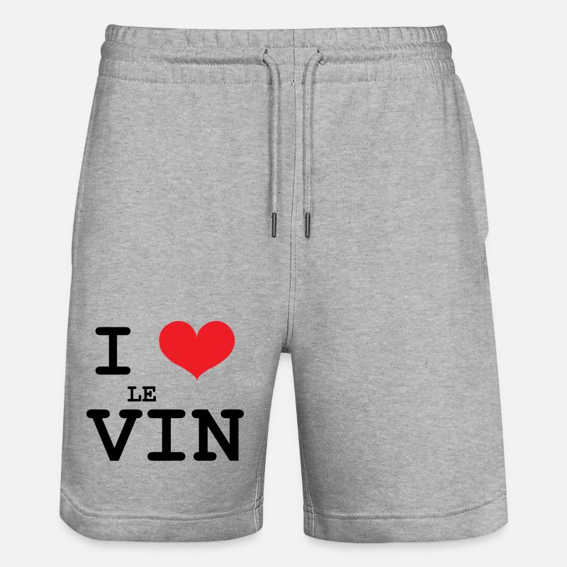 J’aime le vin / Alcool - Short de jogging bio TRAINER Stanley/Stella unisexe - gris chiné