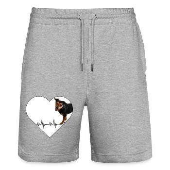 Heartbeat Dog: Love with a pulse - Stanley/Stella Trainer Unisex Organic Jogging Shorts - heather grey - Front - Nik (191cm) & Marisol (170cm)