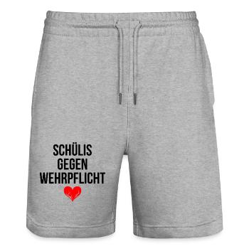 Schülis gegen Wehrpflicht - Stanley/Stella Unisex Bio Joggingshorts Trainer  - Grau meliert - Vorne - Nik (191cm) & Marisol (170cm)