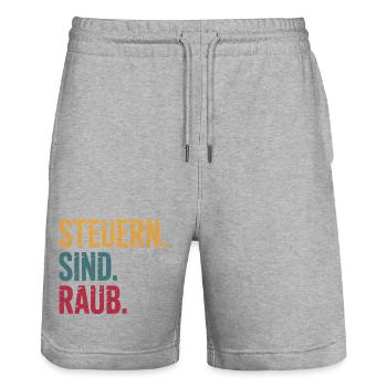 Steuern sind Raub - Funny Steuer Meme - Stanley/Stella Unisex Bio Joggingshorts Trainer  - Grau meliert - Vorne - Nik (191cm) & Marisol (170cm)