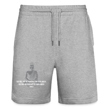 Buddha Calm Quote Tee - Stanley/Stella Trainer Unisex Organic Jogging Shorts - heather grey - Front - Nik (191cm) & Marisol (170cm)