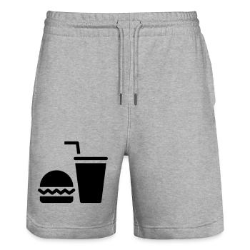 Fast food, burgers, food trucks - Stanley/Stella Trainer Unisex Organic Jogging Shorts - heather grey - Front - Nik (191cm) & Marisol (170cm)