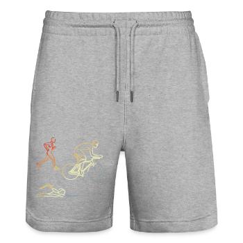 Natation vintage Cyclisme - Short de jogging bio TRAINER Stanley/Stella unisexe - gris chiné - Devant - Nik (191cm) & Marisol (170cm)