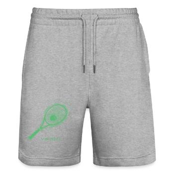 Valatti Tennis Green : Frappez avec style ! - Short de jogging bio TRAINER Stanley/Stella unisexe - gris chiné - Devant - Nik (191cm) & Marisol (170cm)