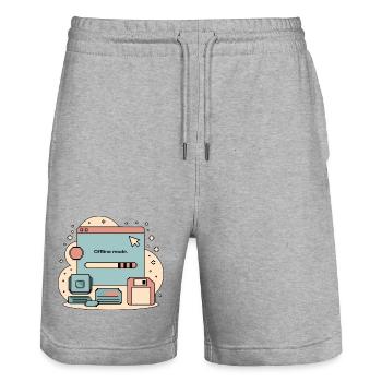 Offline Mode Retro Internet - Stanley/Stella Unisex Bio Joggingshorts Trainer  - Grau meliert - Vorne - Nik (191cm) & Marisol (170cm)