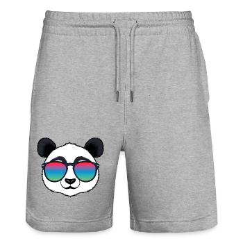Panda Rainbow Sunglasses - Stanley/Stella Trainer Unisex Organic Jogging Shorts - heather grey - Front - Nik (191cm) & Marisol (170cm)