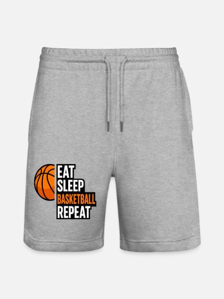 Eat Sleep Basketball Repeat Quote - Stanley/Stella Trainer Unisex Organic Jogging Shorts - heather grey