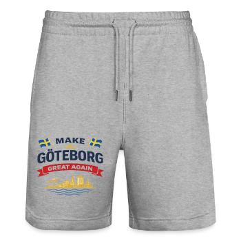 Göteborg-Silhouette mit schwedischen Flaggen - Stanley/Stella Unisex Bio Joggingshorts Trainer  - Grau meliert - Vorne - Nik (191cm) & Marisol (170cm)