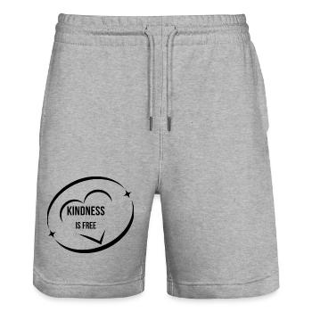 Freundlichkeit ist kostenlos minimalistisches schwarzes Kreis-T-Shirt - Stanley/Stella Unisex Bio Joggingshorts Trainer  - Grau meliert - Vorne - Nik (191cm) & Marisol (170cm)