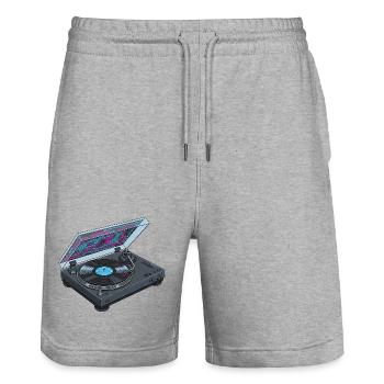 Modern Turntables Vinyl Records Vinyl Music Z - Stanley/Stella Trainer Unisex Organic Jogging Shorts - heather grey - Front - Nik (191cm) & Marisol (170cm)