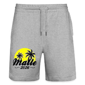 Malle 2026 Sun - Short de jogging bio TRAINER Stanley/Stella unisexe - gris chiné - Devant - Nik (191cm) & Marisol (170cm)