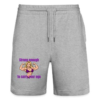 Muscles forts, porteur d’ego - Short de jogging bio TRAINER Stanley/Stella unisexe - gris chiné - Devant - Nik (191cm) & Marisol (170cm)