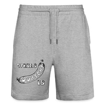 Weils Wuascht is - Stanley/Stella Trainer Unisex Organic Jogging Shorts - heather grey - Front - Nik (191cm) & Marisol (170cm)