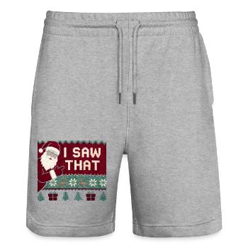 Ich habe diesen lustigen Weihnachtsmann im hässlic - Stanley/Stella Unisex Bio Joggingshorts Trainer  - Grau meliert - Vorne - Nik (191cm) & Marisol (170cm)