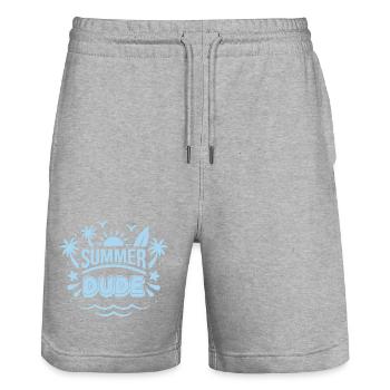 Sommer Dude Surf Logo - Stanley/Stella Unisex Bio Joggingshorts Trainer  - Grau meliert - Vorne - Nik (191cm) & Marisol (170cm)