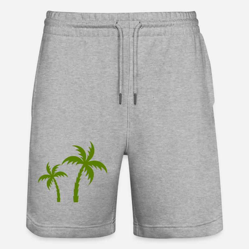Silhouette de palmiers verts – Design tropical - Short de jogging bio TRAINER Stanley/Stella unisexe - gris chiné