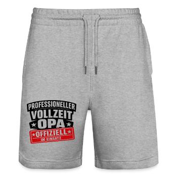 Professioneller Vollzeit Offiziell - Stanley/Stella Unisex Bio Joggingshorts Trainer  - Grau meliert - Vorne - Nik (191cm) & Marisol (170cm)