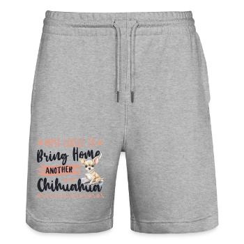 Chihuahua Chihuahueño Most Likely - Stanley/Stella Trainer Unisex Organic Jogging Shorts - heather grey - Front - Nik (191cm) & Marisol (170cm)