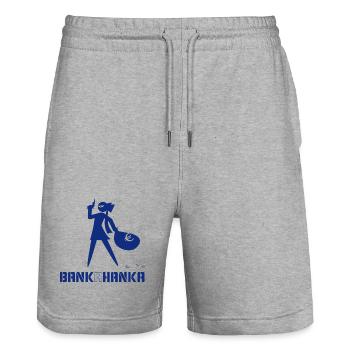 BANK A HANKA - blue - - Stanley/Stella Unisex Bio Joggingshorts Trainer  - Grau meliert - Vorne - Nik (191cm) & Marisol (170cm)